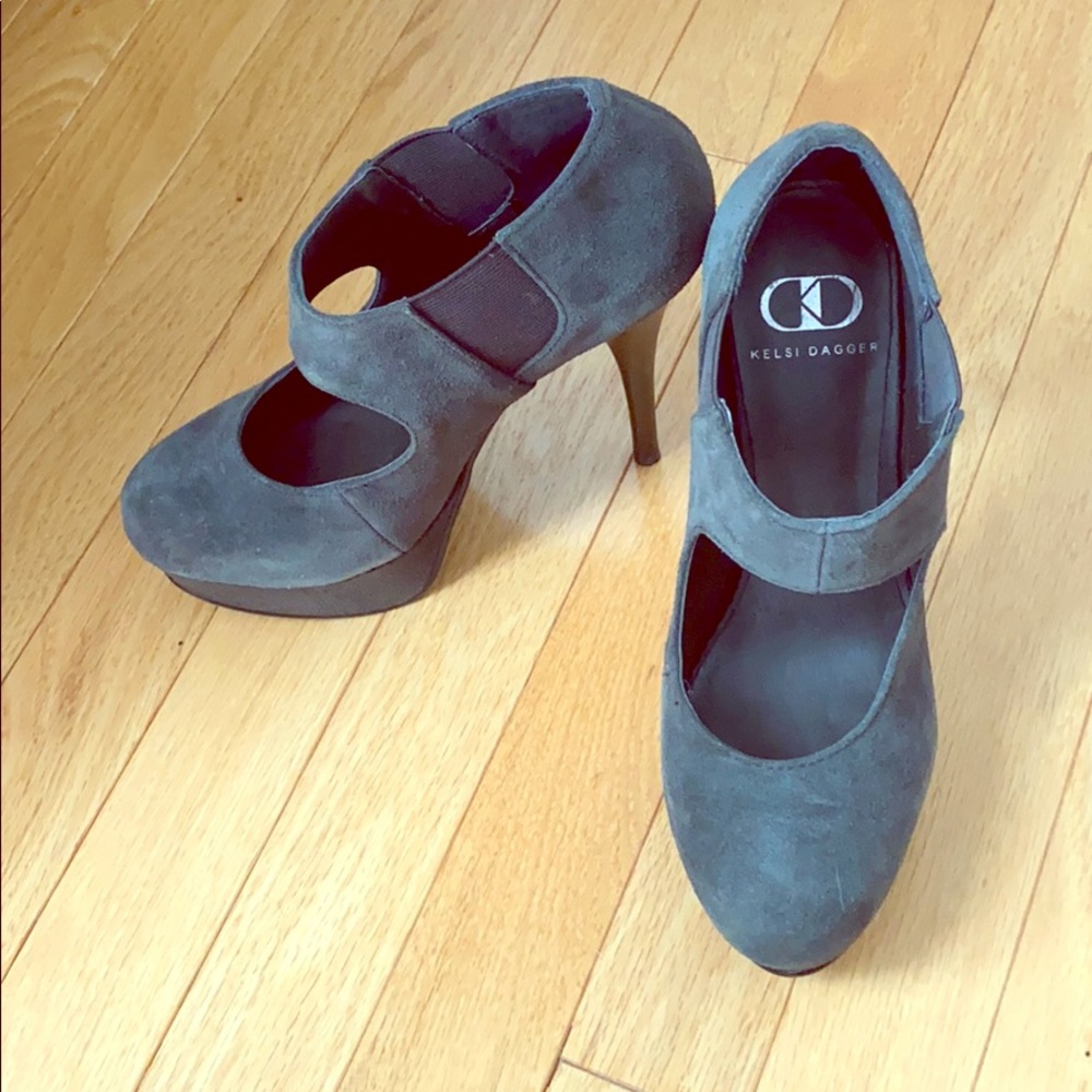 Kelsi Dagger Grey Suede Platform Pumps